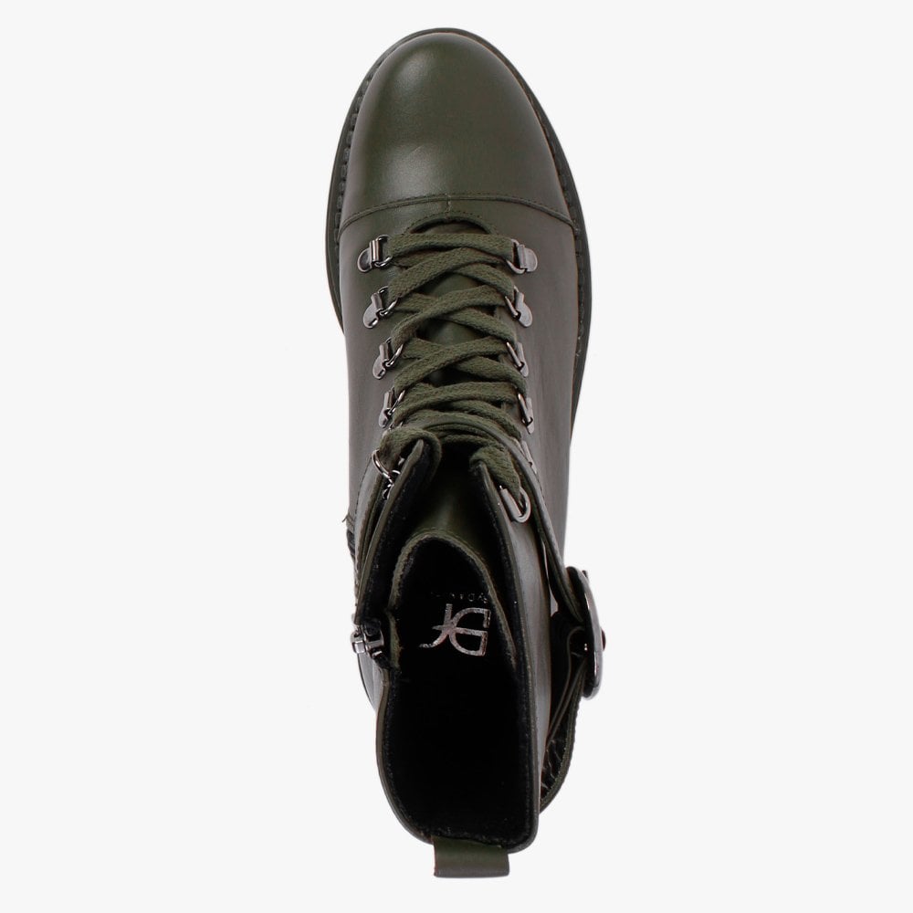 Moddy Khaki Leather Biker Boots