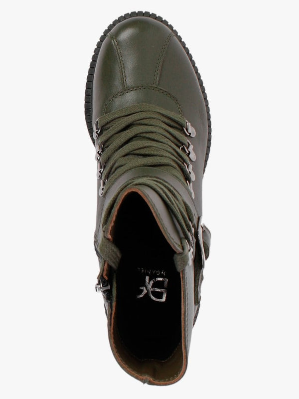 Module Khaki Leather Lace Up Ankle Boots