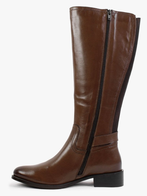 Sesda Brown Leather D Ring Knee Boots