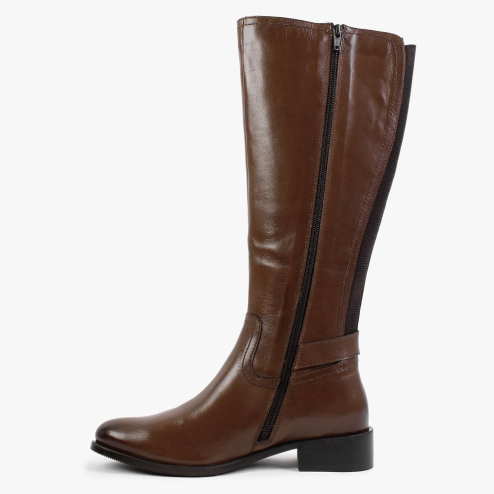 Sesda Brown Leather D Ring Knee Boots