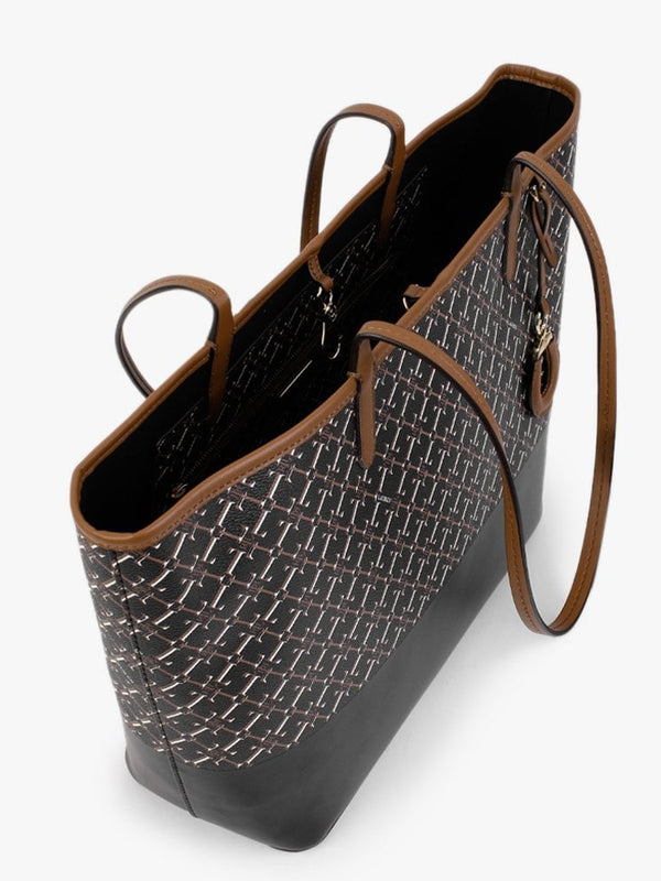 Collins 32 Lauren Tan Black Logo Tote Bag