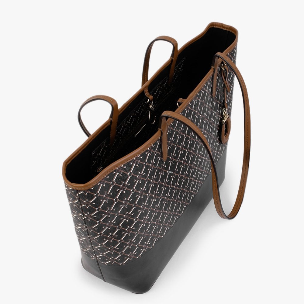 Collins 32 Lauren Tan Black Logo Tote Bag