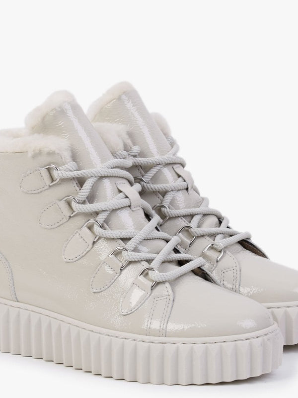 Mace Beige Patent Leather Snow Boots