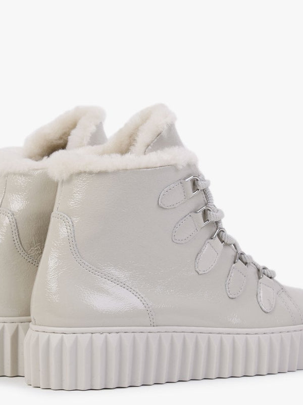 Mace Beige Patent Leather Snow Boots
