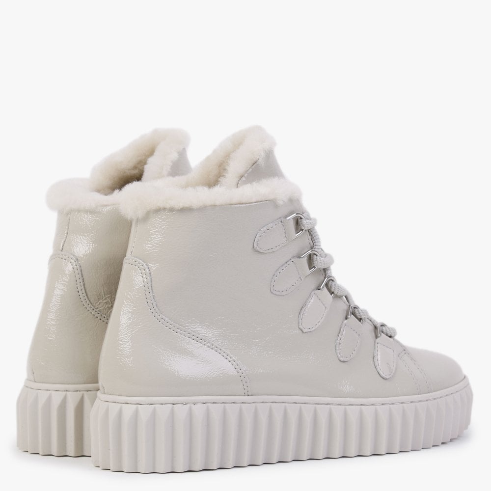 Mace Beige Patent Leather Snow Boots