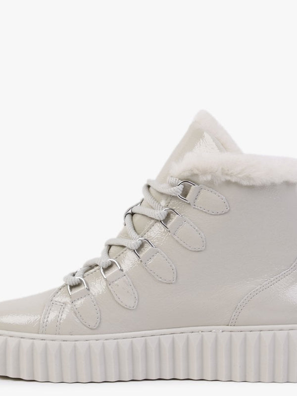 Mace Beige Patent Leather Snow Boots