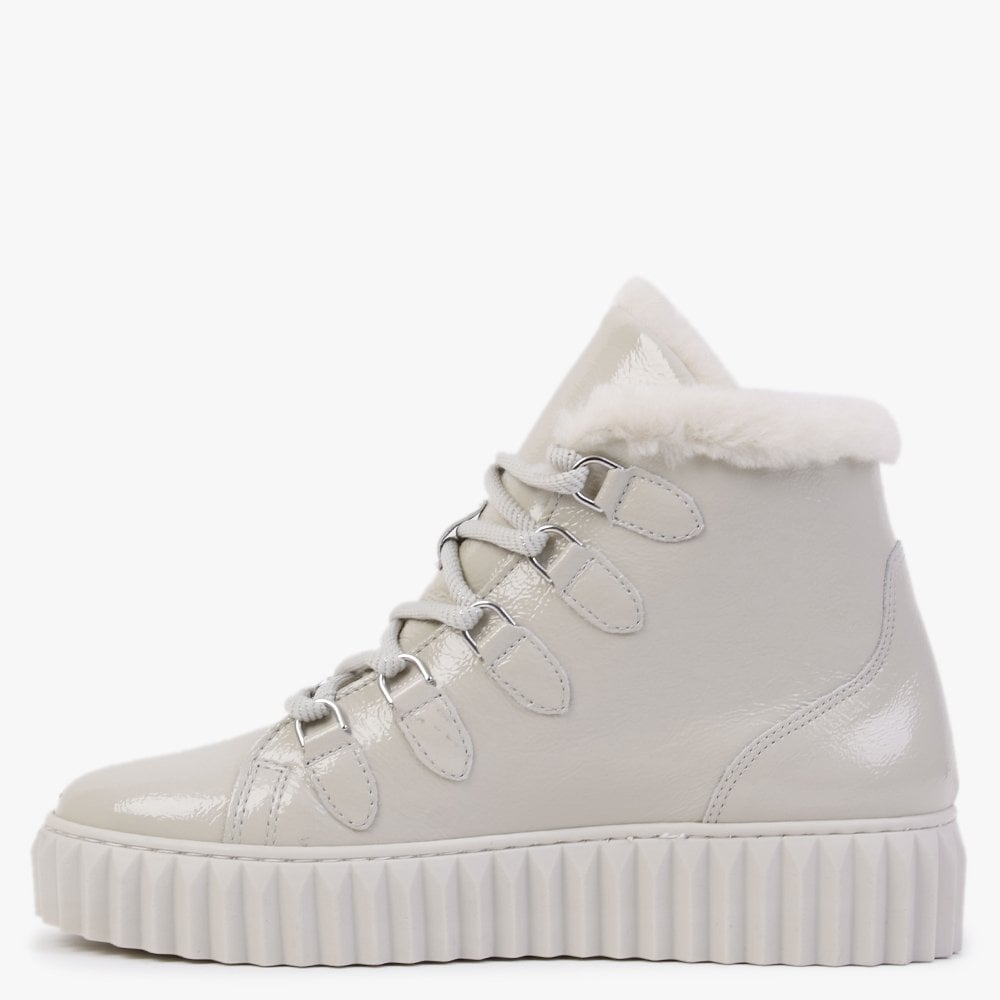 Mace Beige Patent Leather Snow Boots