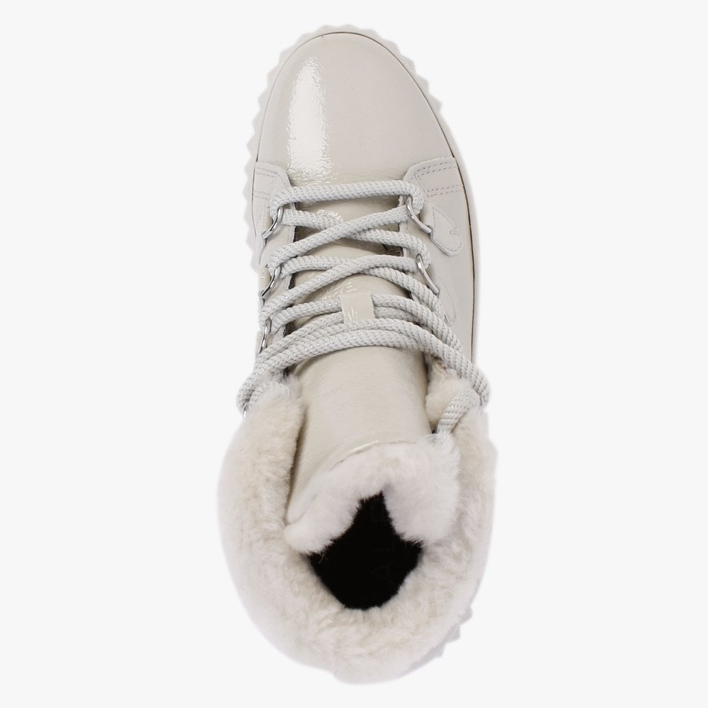 Mace Beige Patent Leather Snow Boots