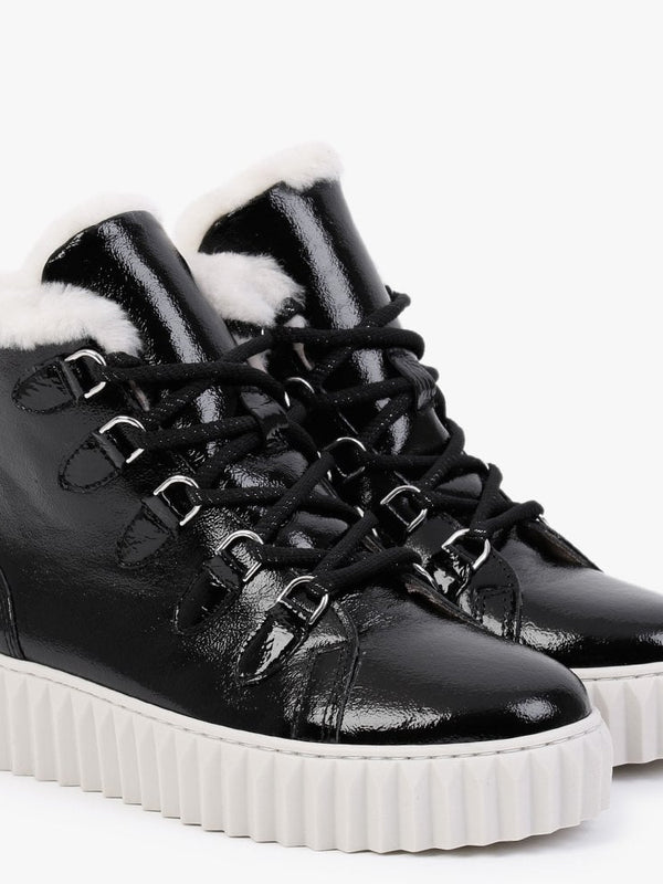 Mace Black Patent Leather Snow Boots