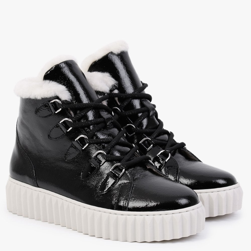 Mace Black Patent Leather Snow Boots