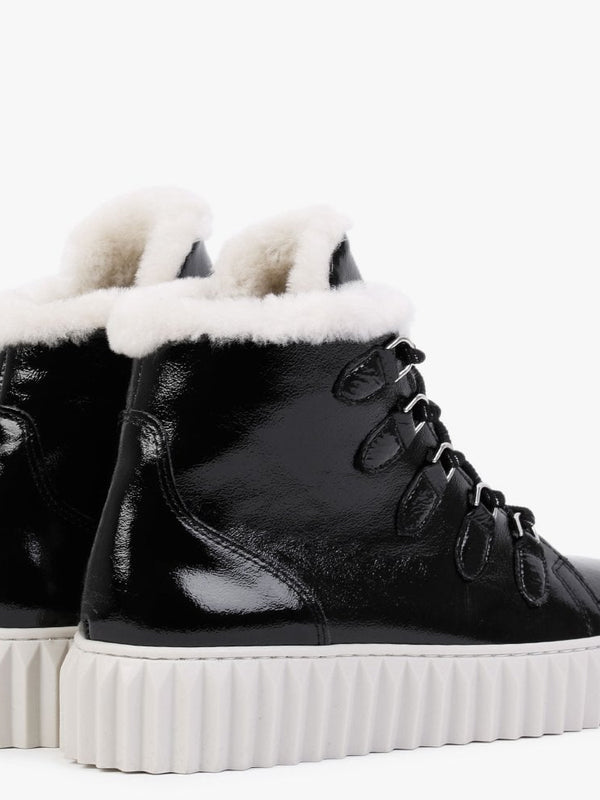 Mace Black Patent Leather Snow Boots