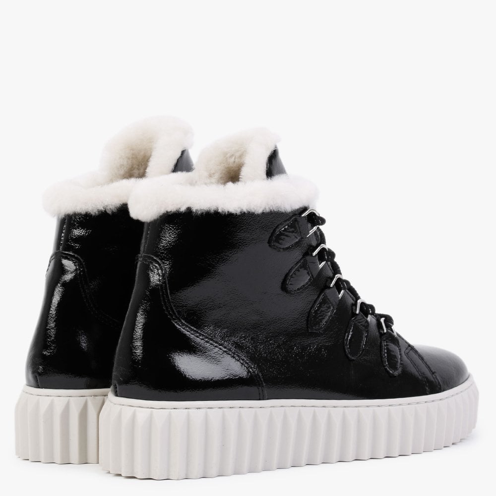 Mace Black Patent Leather Snow Boots