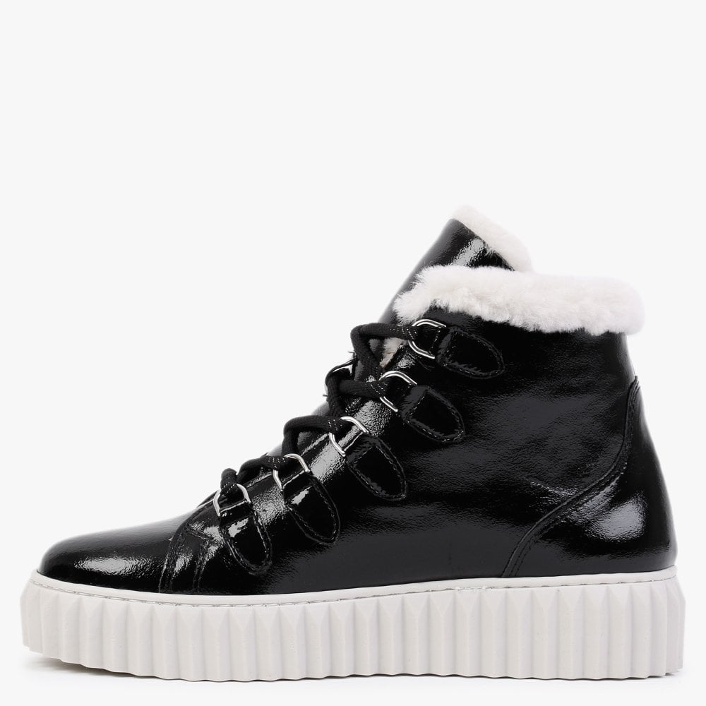 Mace Black Patent Leather Snow Boots