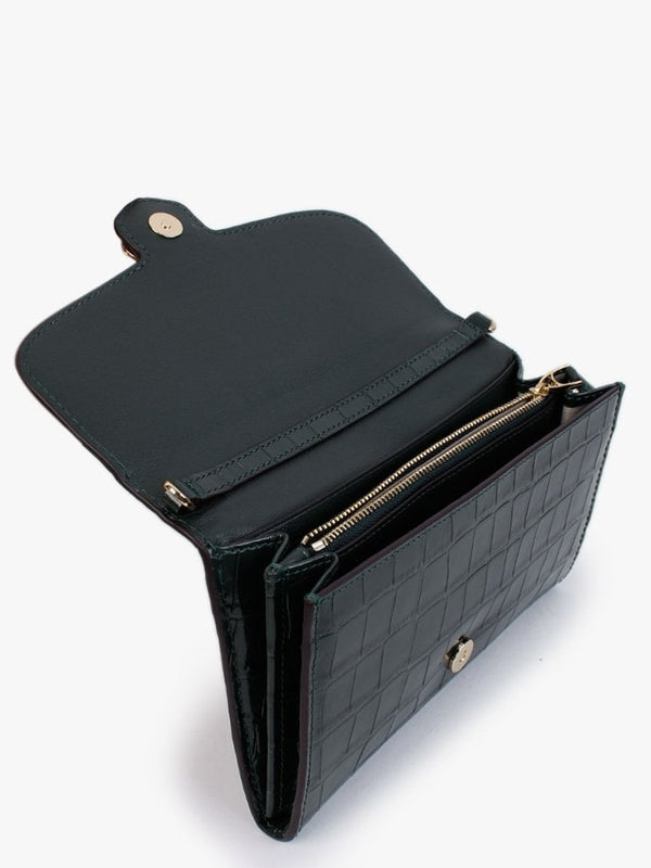 Adair 20 Racing Green Leather Moc Croc Cross-Body