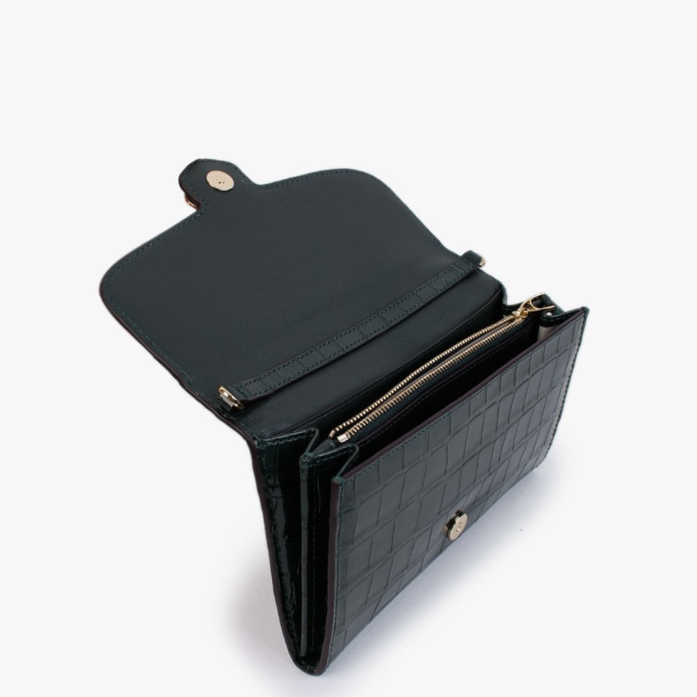 Adair 20 Racing Green Leather Moc Croc Cross-Body