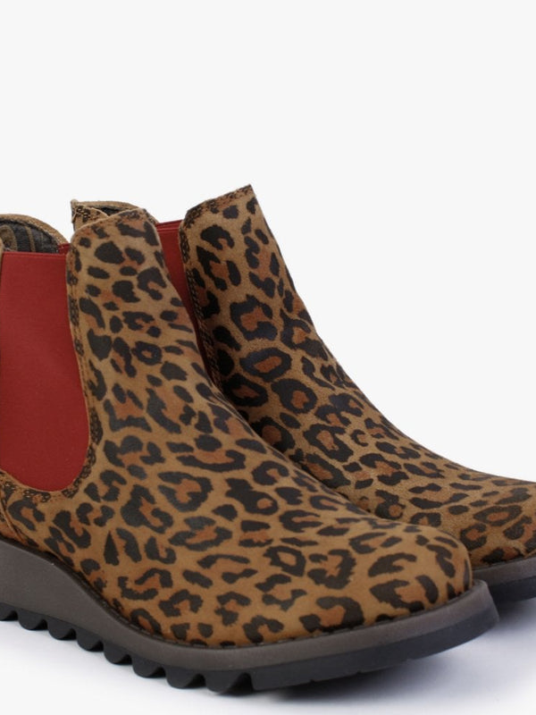 Salv Cheetah Leather Wedge Chelsea Boots