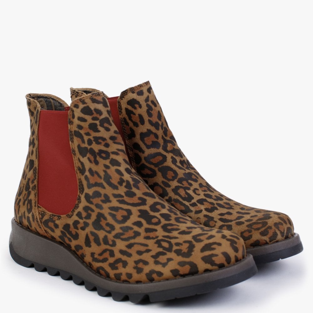 Salv Cheetah Leather Wedge Chelsea Boots