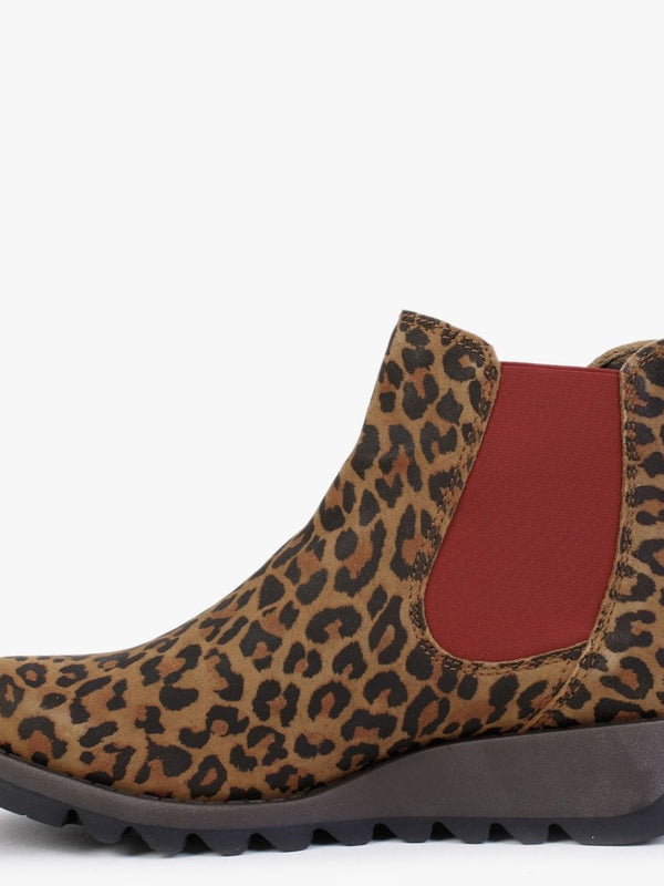 Salv Cheetah Leather Wedge Chelsea Boots