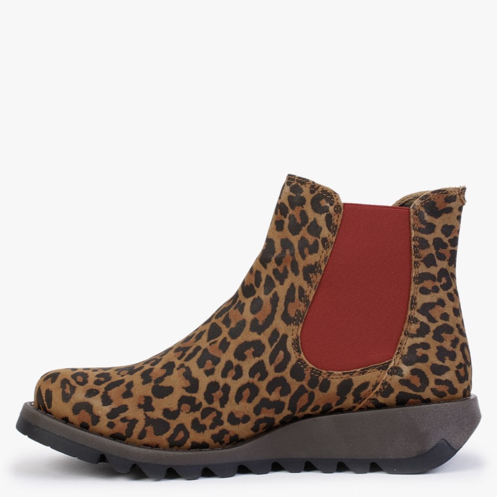 Salv Cheetah Leather Wedge Chelsea Boots
