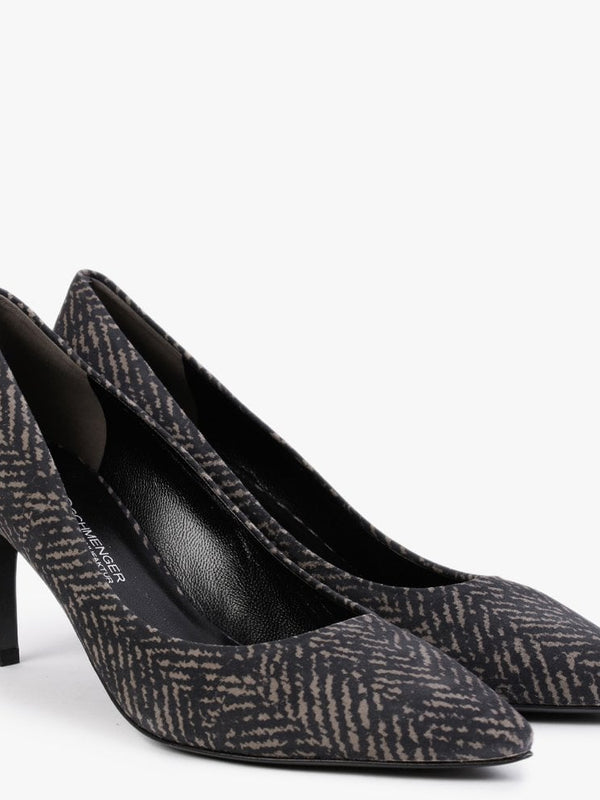 Liz Taupe Patterned Suede Mid Heel Court Shoes