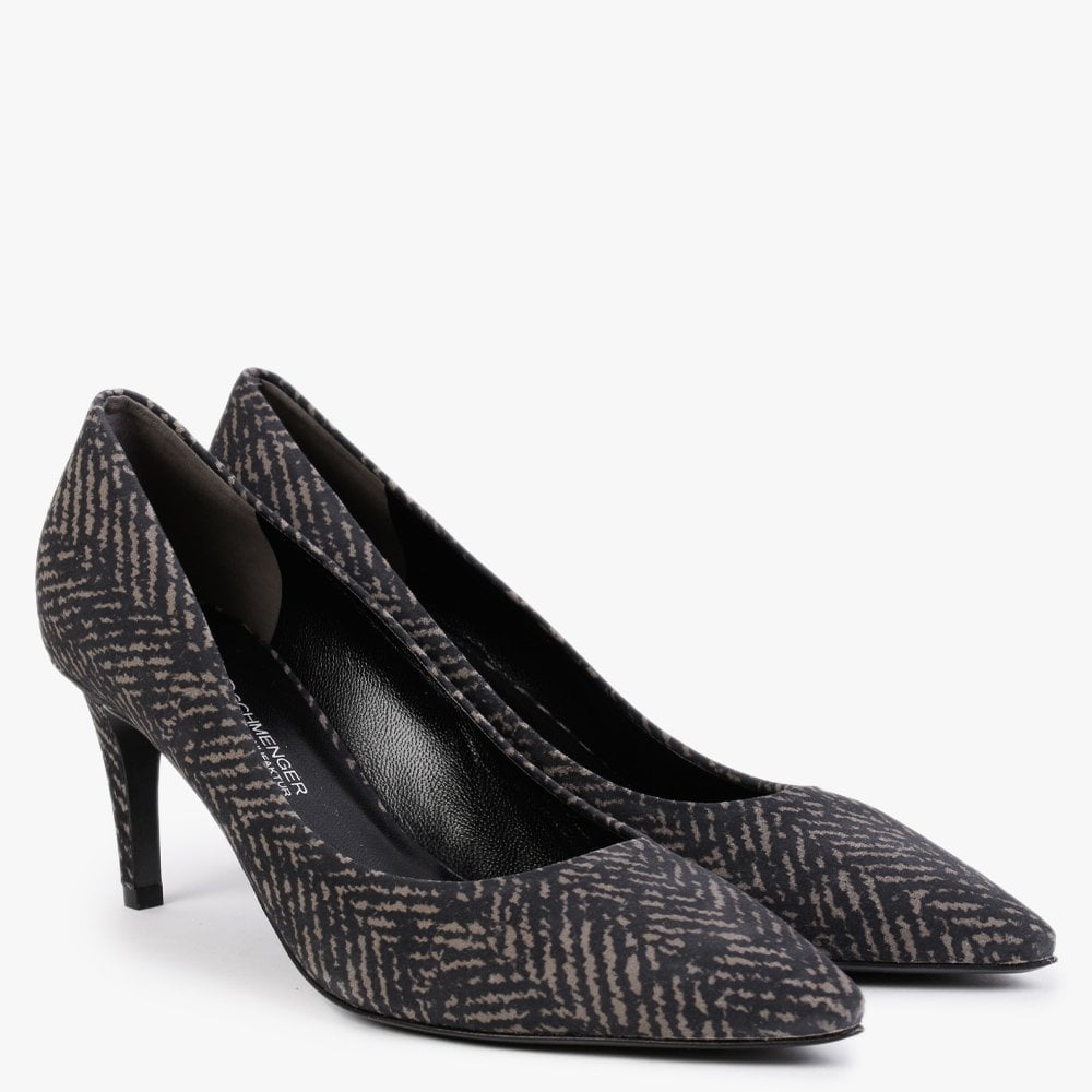 Liz Taupe Patterned Suede Mid Heel Court Shoes