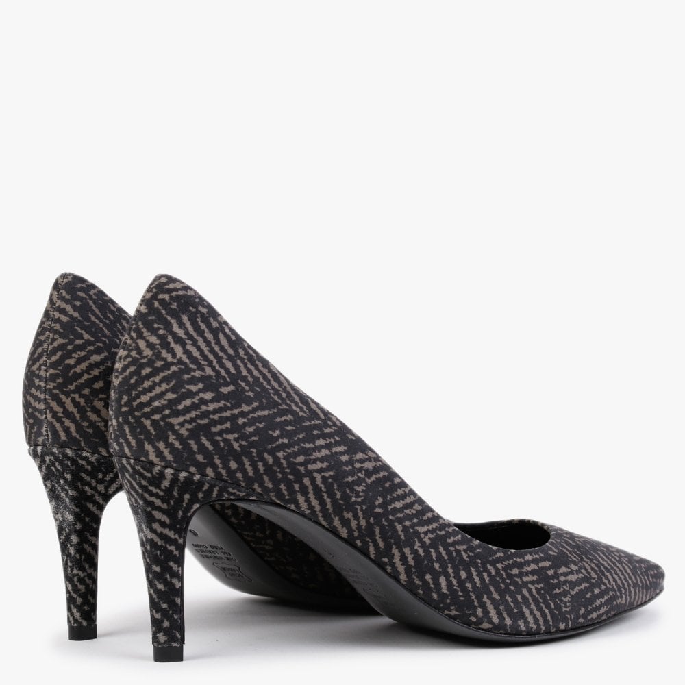 Liz Taupe Patterned Suede Mid Heel Court Shoes