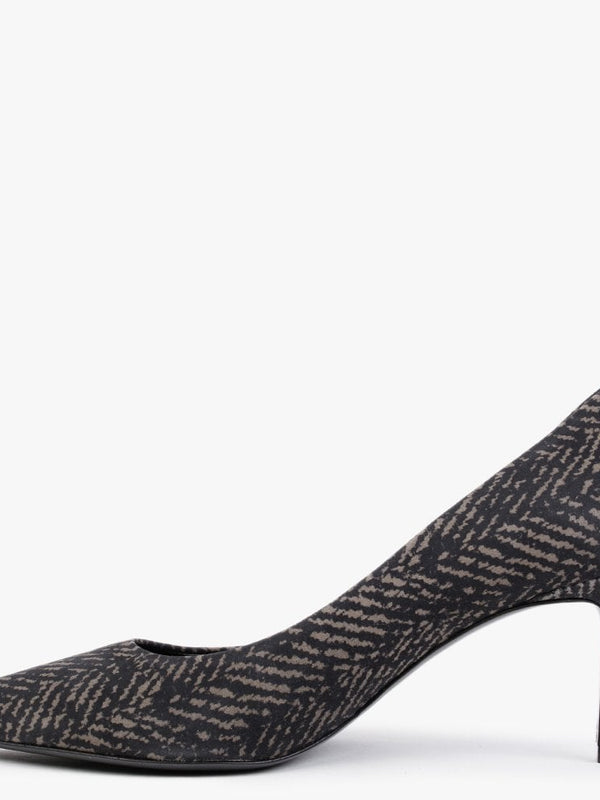 Liz Taupe Patterned Suede Mid Heel Court Shoes