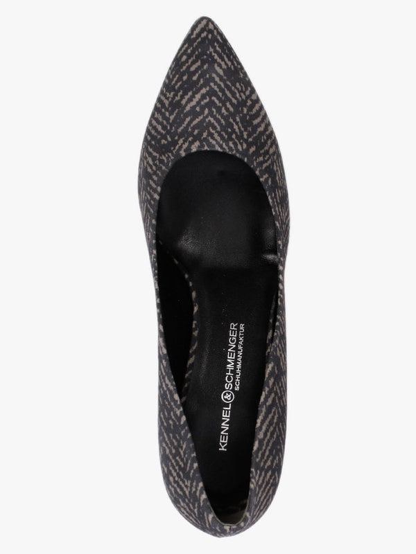 Liz Taupe Patterned Suede Mid Heel Court Shoes
