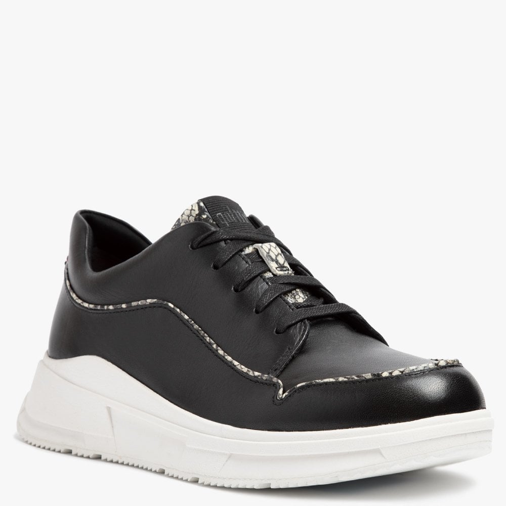 Freya Exotic Piping Black Mix Leather Trainers