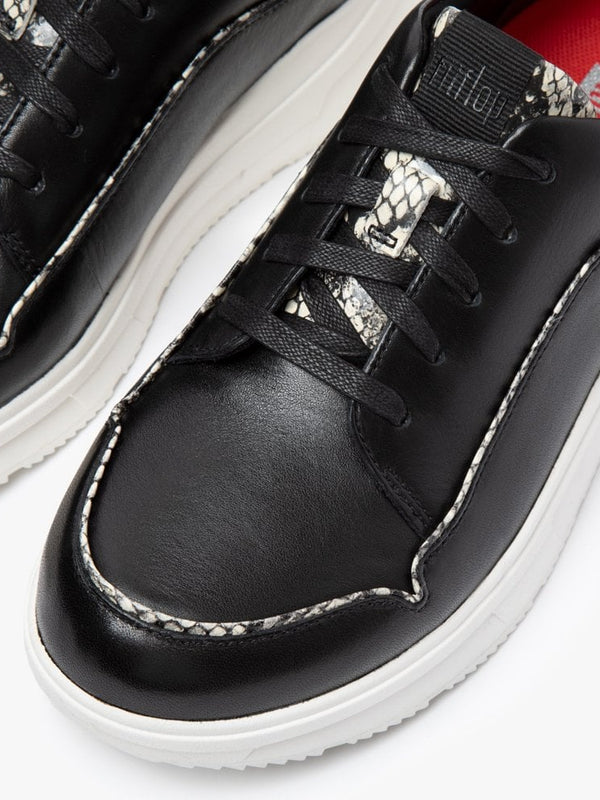 Freya Exotic Piping Black Mix Leather Trainers