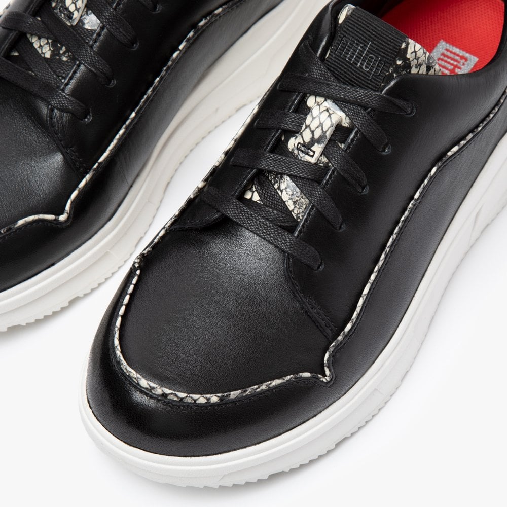 Freya Exotic Piping Black Mix Leather Trainers