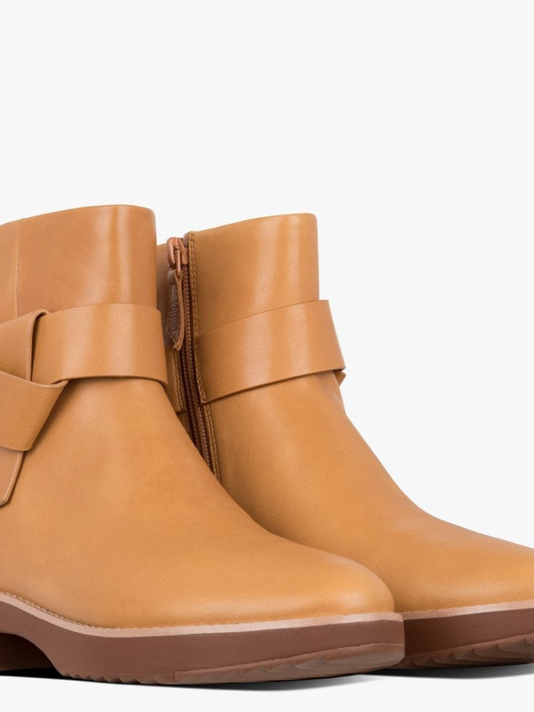 Knot Mustard Leather Ankle Boots