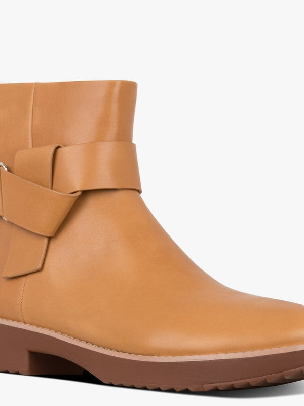 Knot Mustard Leather Ankle Boots