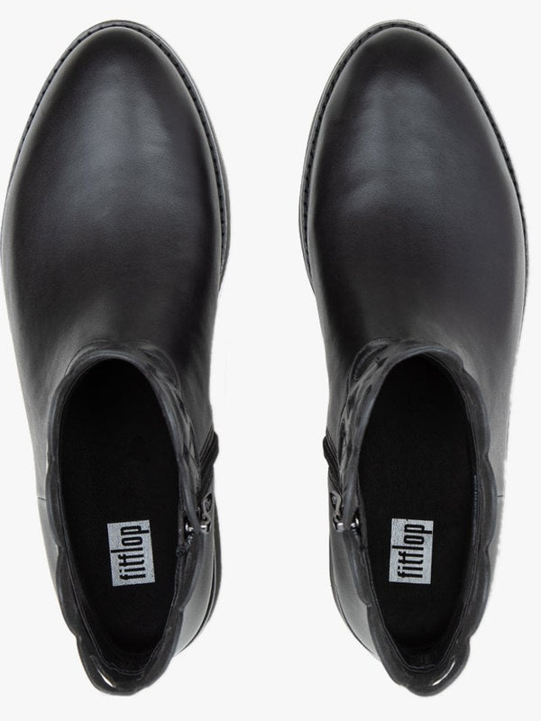Frieda Entwined Loops Black Leather Ankle Boots