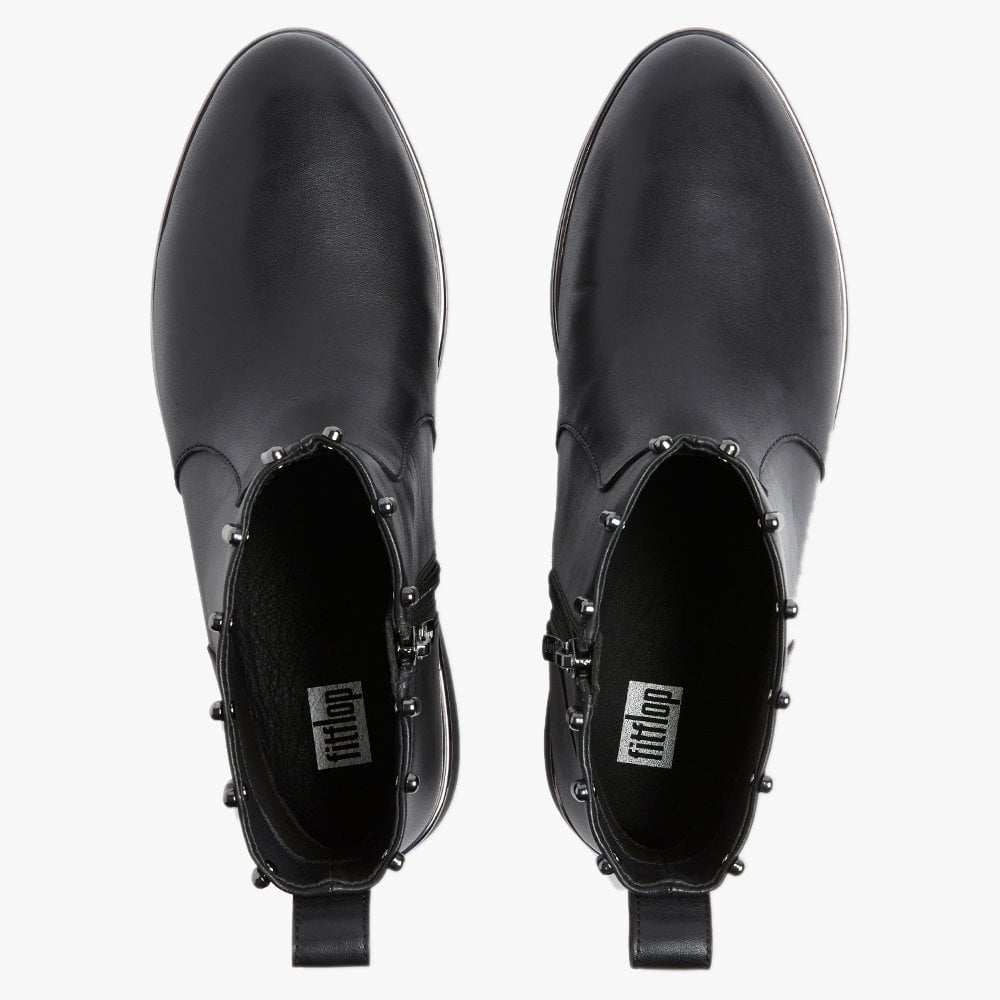 Jacinta Black Leather Ankle Boots