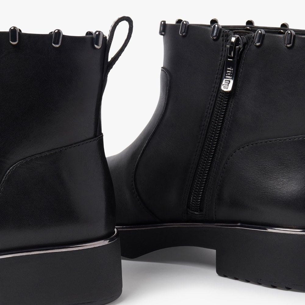 Jacinta Black Leather Ankle Boots