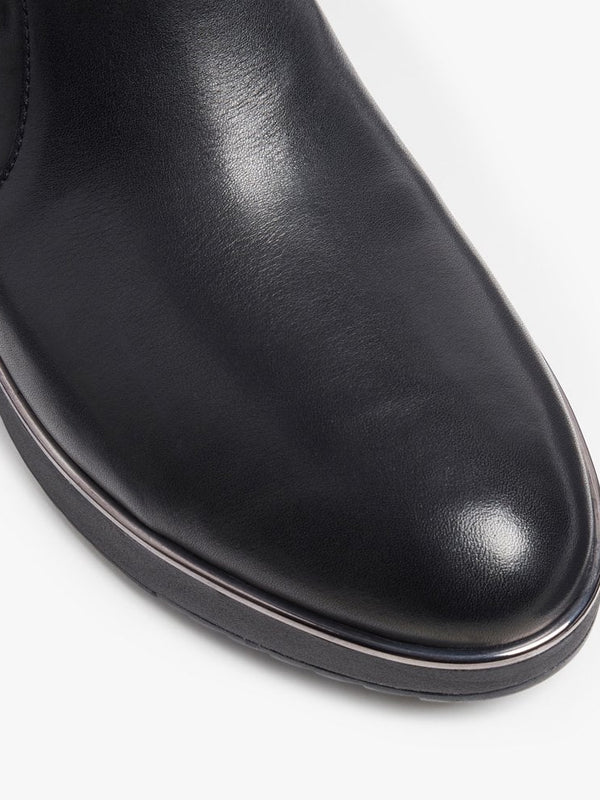 Jacinta Black Leather Ankle Boots