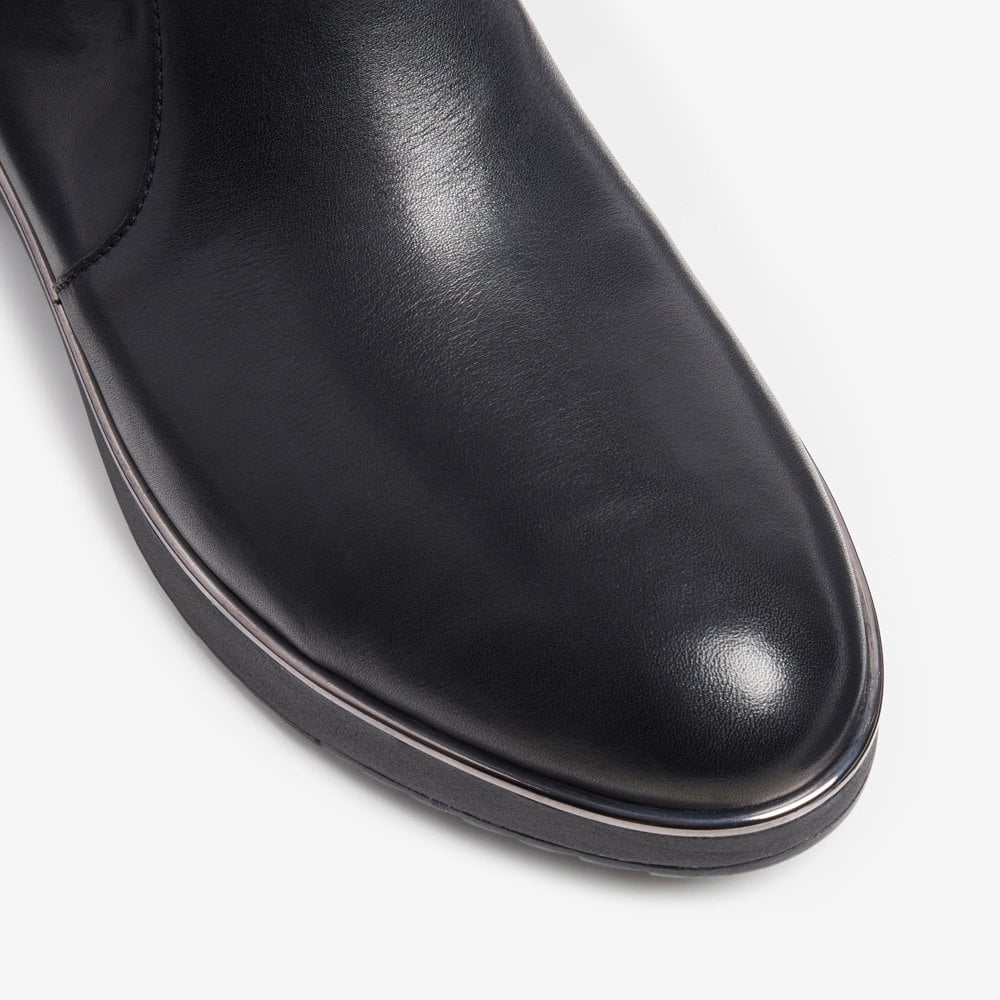 Jacinta Black Leather Ankle Boots