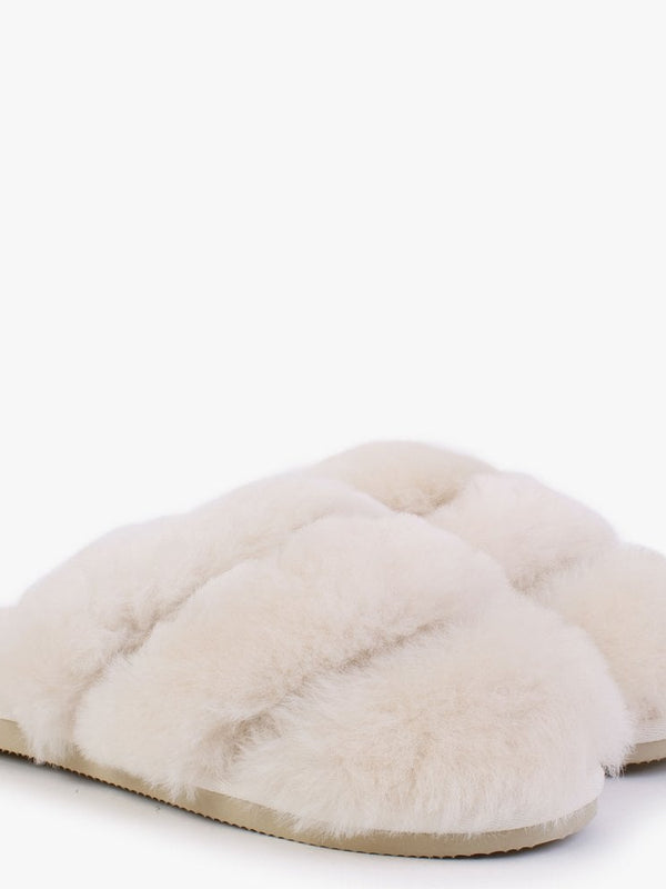 Shree Beige Sheepskin Slippers
