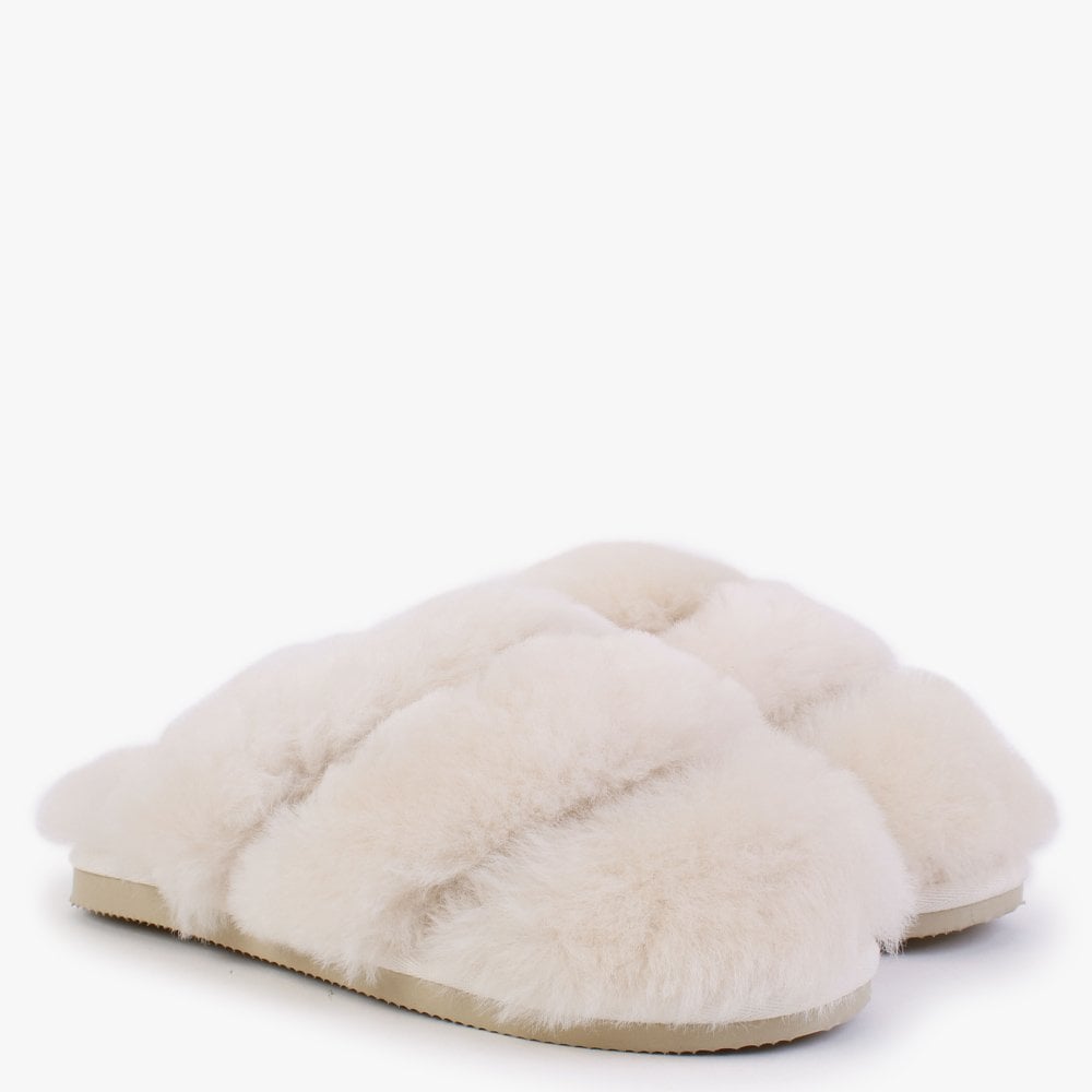 Shree Beige Sheepskin Slippers