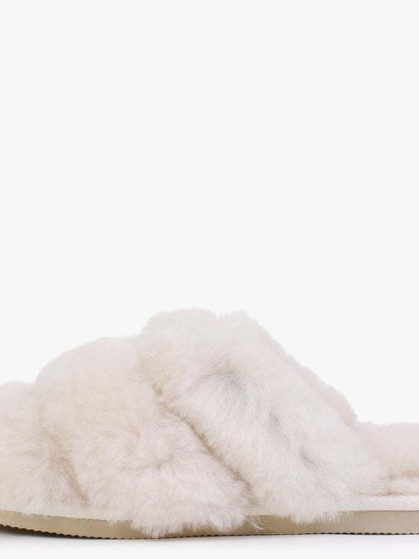 Shree Beige Sheepskin Slippers