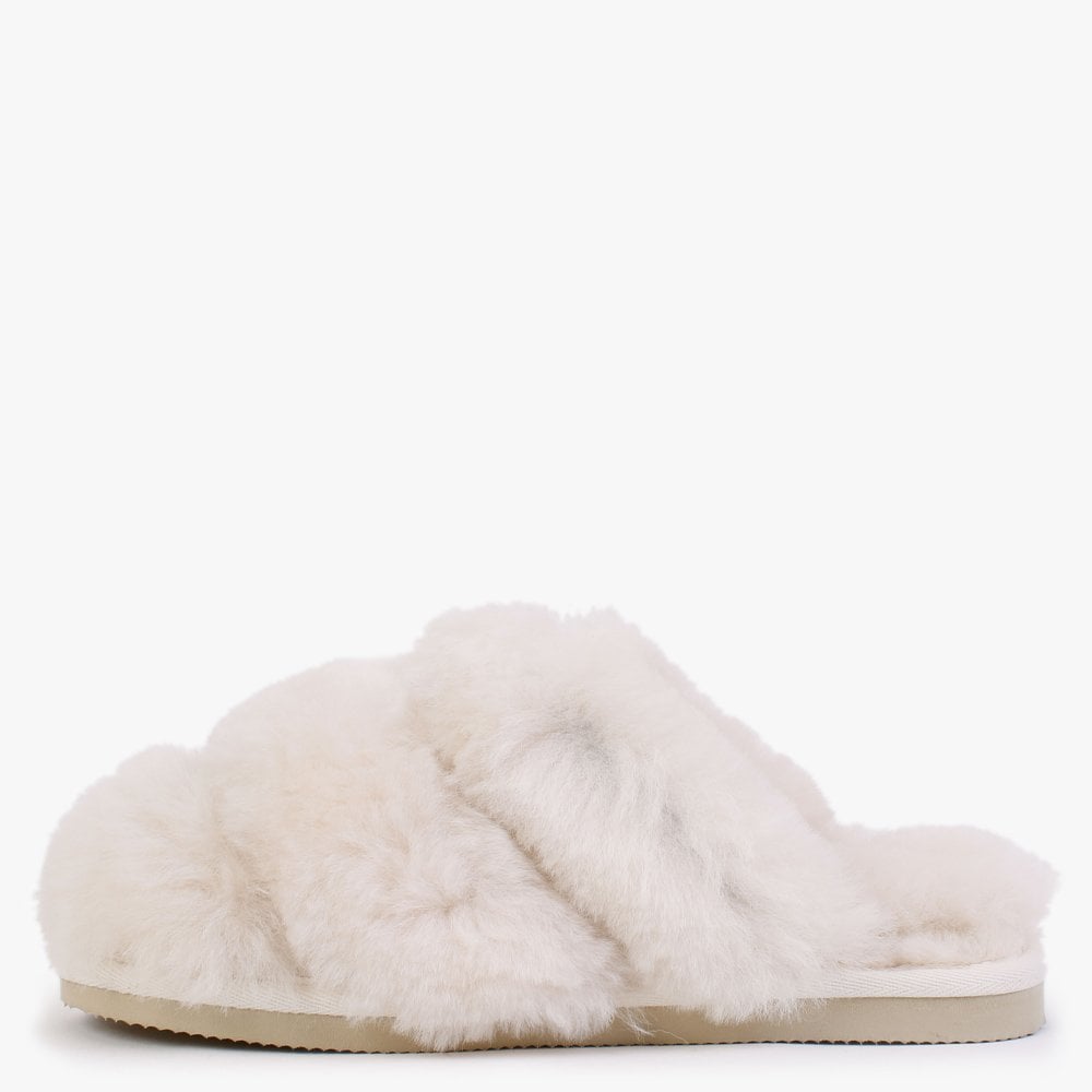 Shree Beige Sheepskin Slippers
