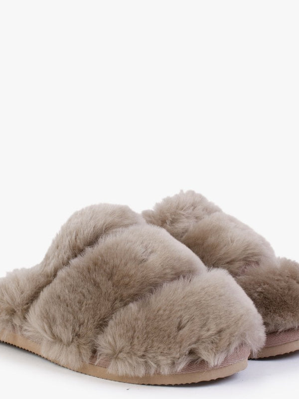 Shree Taupe Sheepskin Slippers
