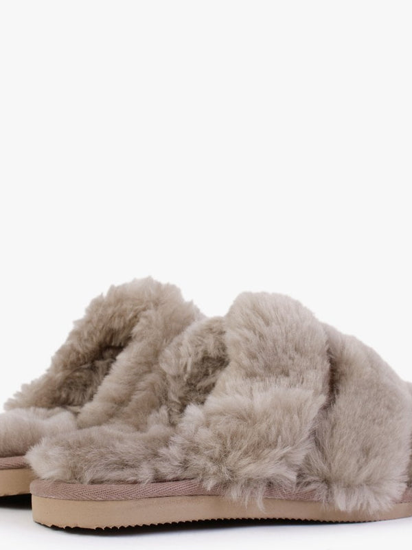 Shree Taupe Sheepskin Slippers