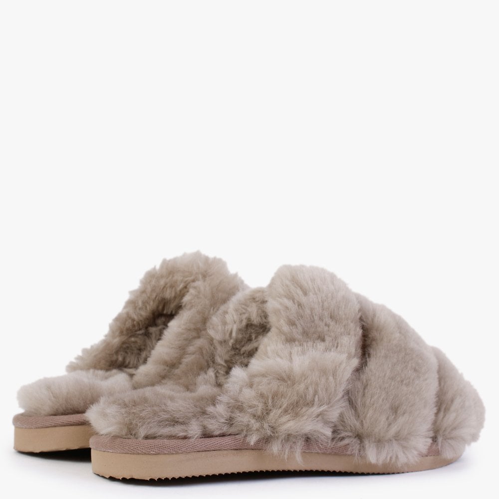Shree Taupe Sheepskin Slippers
