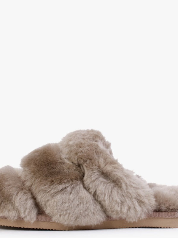 Shree Taupe Sheepskin Slippers