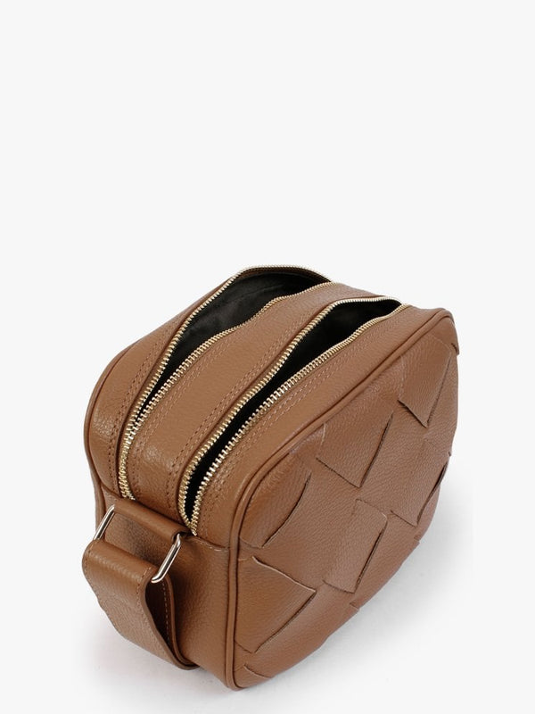 Dicam Tan Leather Woven Camera Bag
