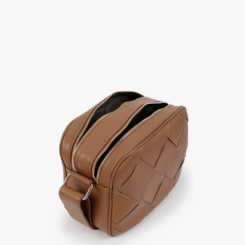 Dicam Tan Leather Woven Camera Bag