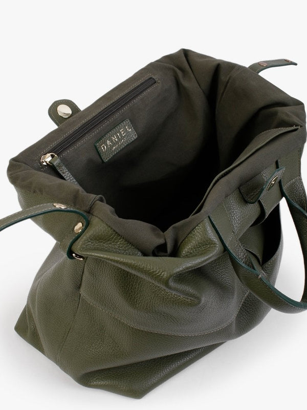 Dishop Green Leather Shopper Bag