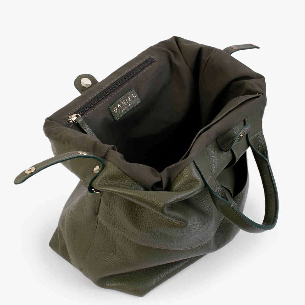 Dishop Green Leather Shopper Bag